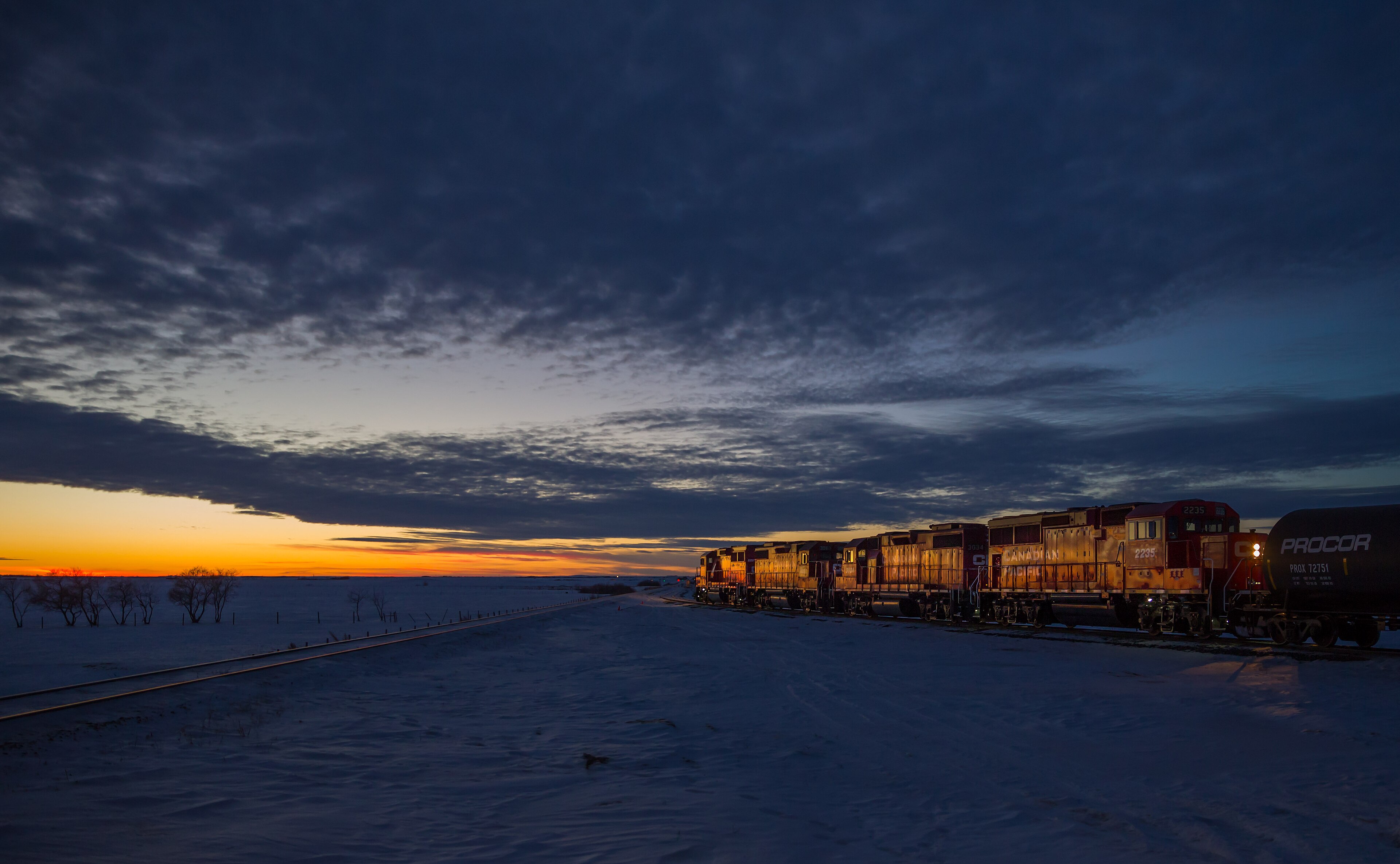 Canadian Pacific freight locomotives at Wilkie, Saskatchewan